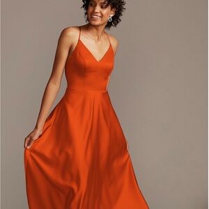 davids bridal prom dress orange sienna size 6